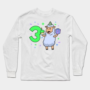 I am 3 with sheep - girl birthday 3 years old Long Sleeve T-Shirt